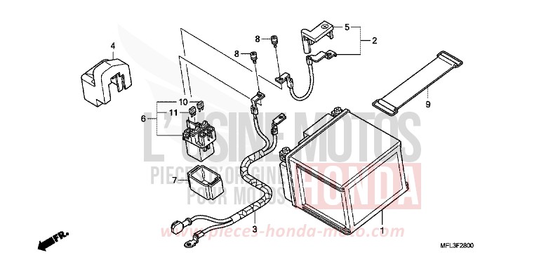 BATTERIE (CBR1000RR) de CBR1000RR "Fireblade" GRAPHITE BLACK (NHB01BA) de 2011